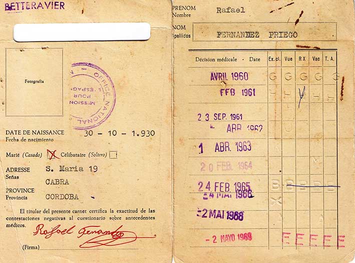 Foto del emigrante egabrense, emigración, extranjero, Cabra