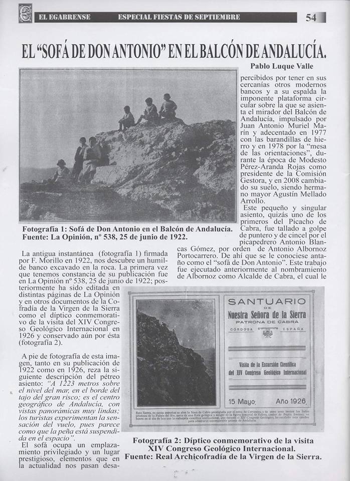 Recopilación de fotos y artículos de «El egabrense». Prensa de Cabra de Córdoba