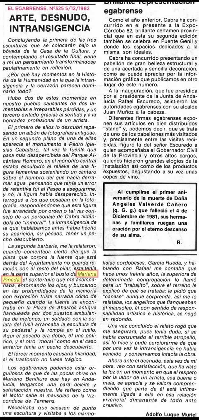 Recopilación de fotos y artículos de «El egabrense». Prensa de Cabra de Córdoba