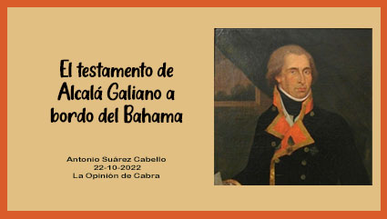 El testamento de Alcalá Galiano a bordo del Bahama