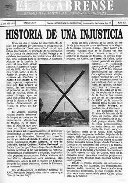 comentarios y fotografias de la radio en Cabra